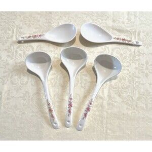 Vintage Tai-Hong Melamine Spoons Lot 5 Rose Floral 7005 Rice Scoop 7006A Ladles